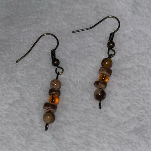 Homemade brown beaded earrings